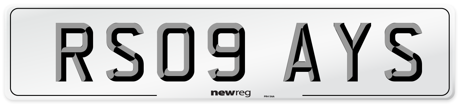 RS09 AYS Number Plate from New Reg